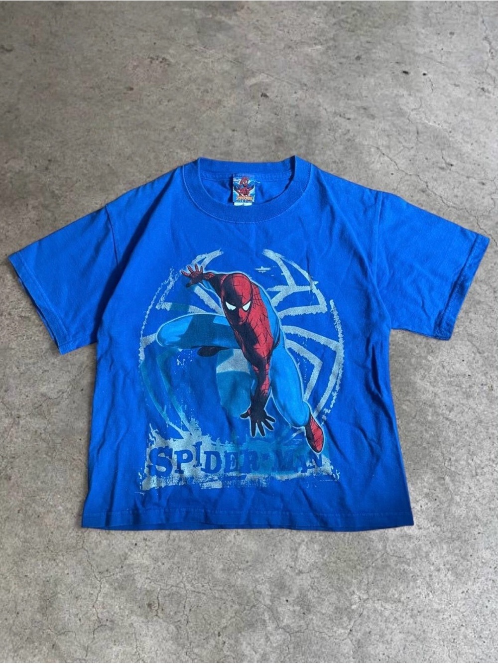 Y2k Blue Spider-Man Graphic Baby Tee